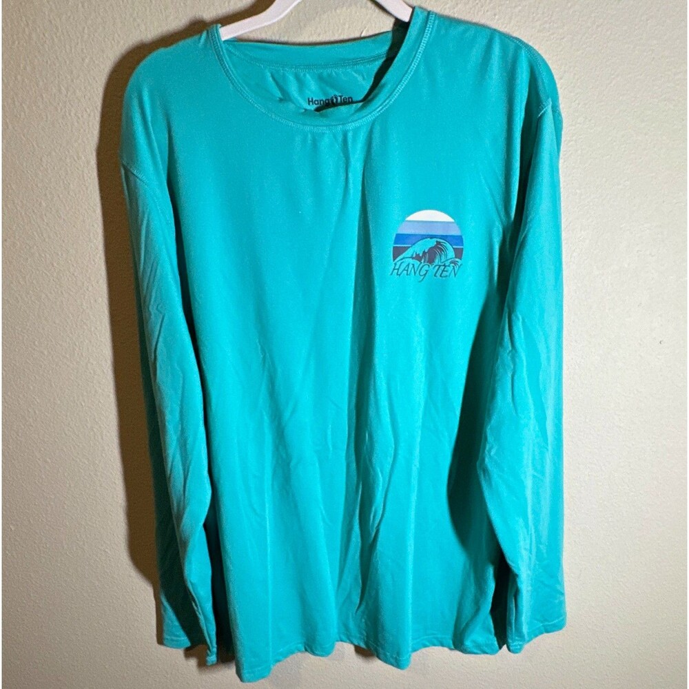 Hang Ten Men’s XL Turquoise Long Sleeve UV Protection Fishing Graphic Tee